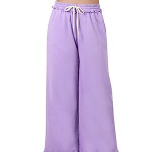 #416 PLUS FRENCH TERRY DRAWSTRING WAIST RAW EDGE HEM WITH POCKETS